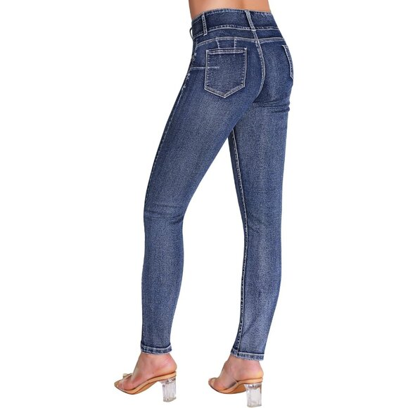 Women’s High Waisted Stretch Skinny Curvy Jeans Tummy Control Jeggings - Picture 2 of 5